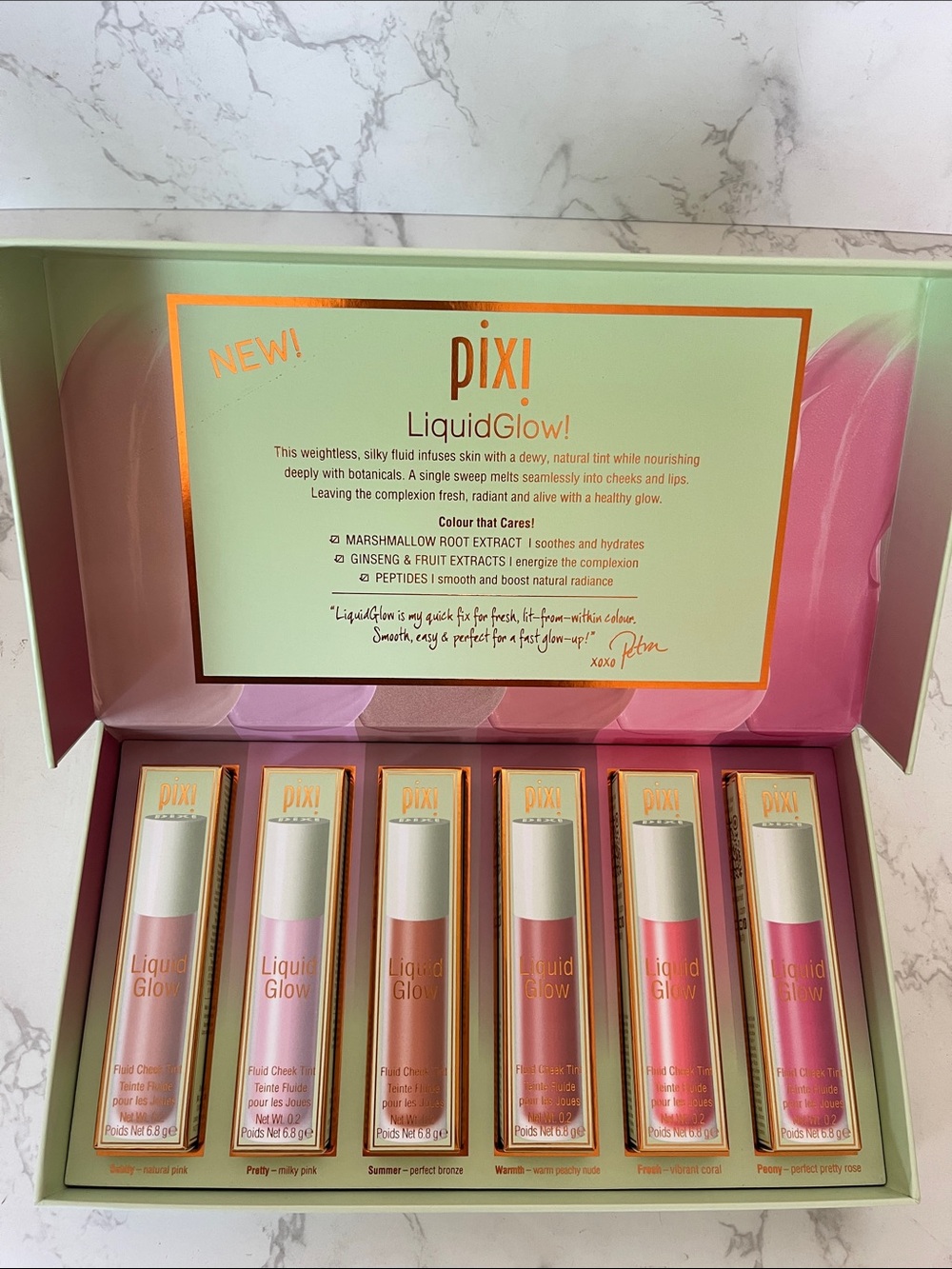 Pixi LiquidGlow Cream Highlighter Set — Pink, Peach, Coral Shades